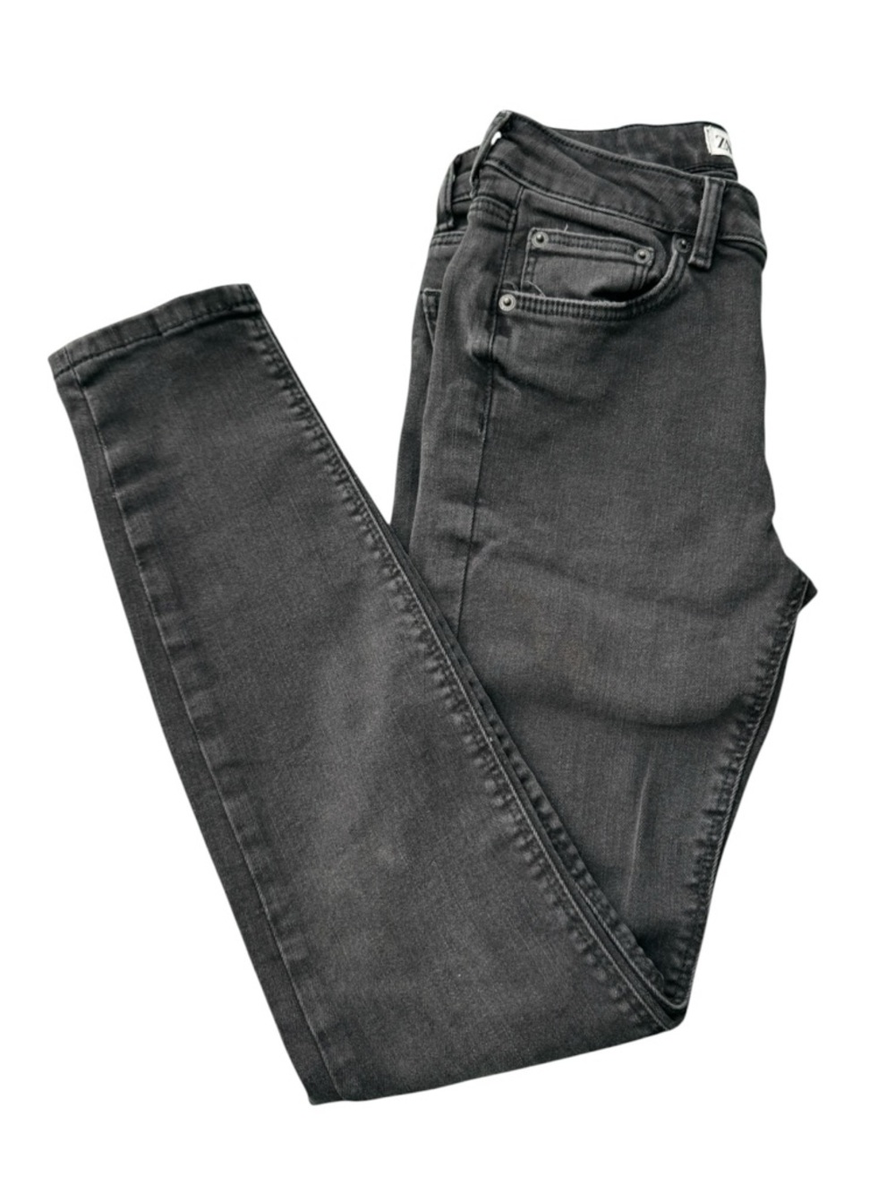 Zara Womens Skinny Jeans Dark Gray High Rise Premium Denim Size 6 US 38 EUR